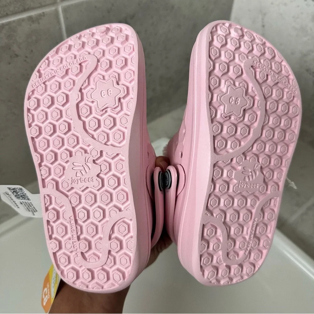 Joybees Varsity Lined Pink Clogs Size 8